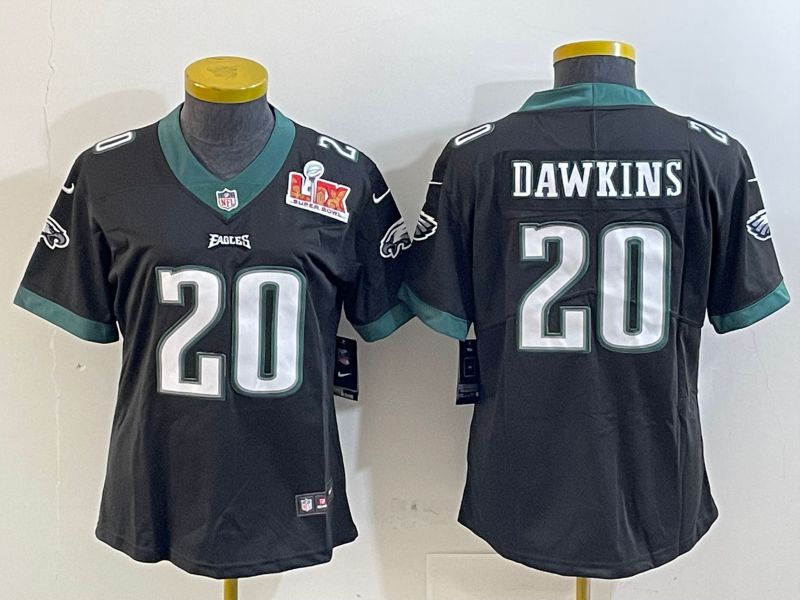 Youth Philadelphia Eagles #20 Dawkins Black 2025 Nike Vapor Limited NFL Jersey style 2